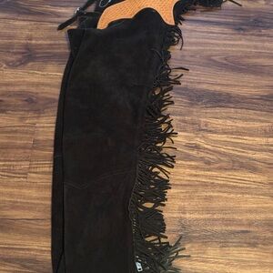 Black Suede Fringe Chaps
